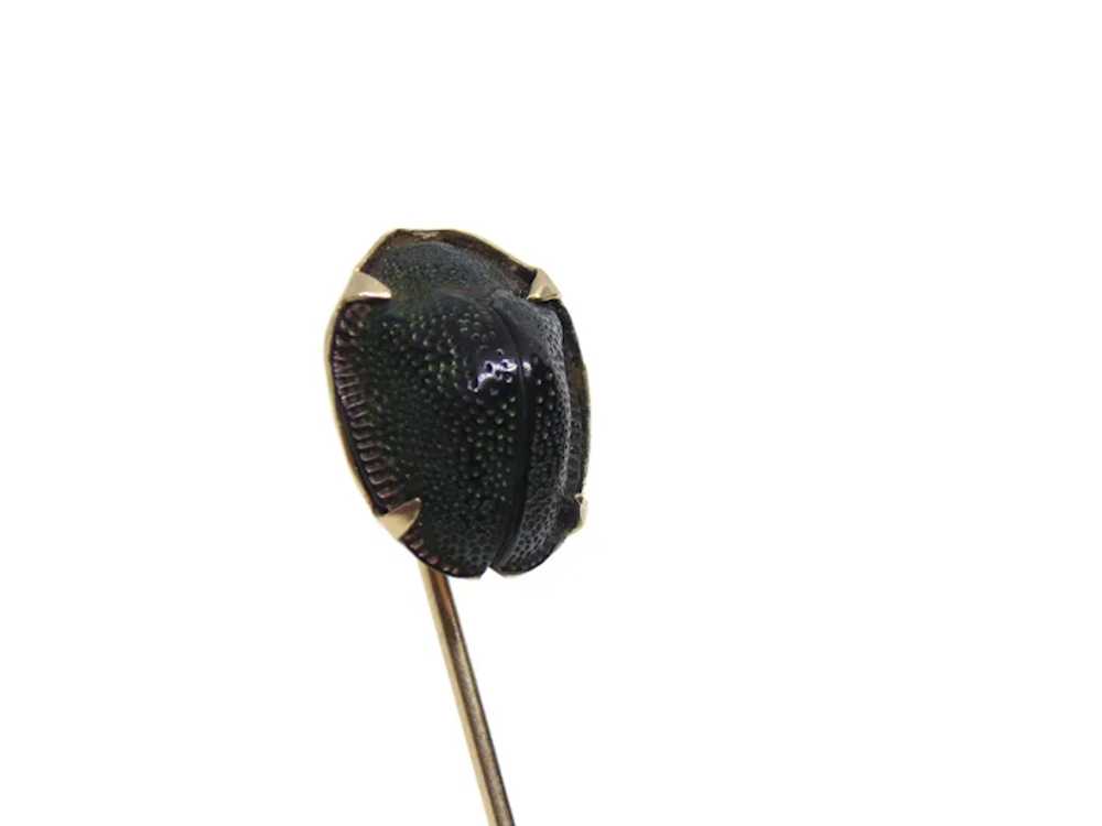 10K Gold Egyptian Scarab Beetle Stick Pin Lapel P… - image 3