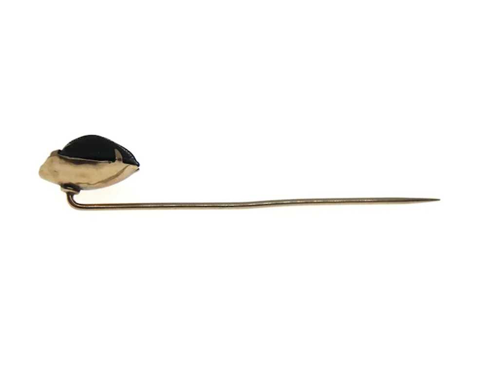 10K Gold Egyptian Scarab Beetle Stick Pin Lapel P… - image 6