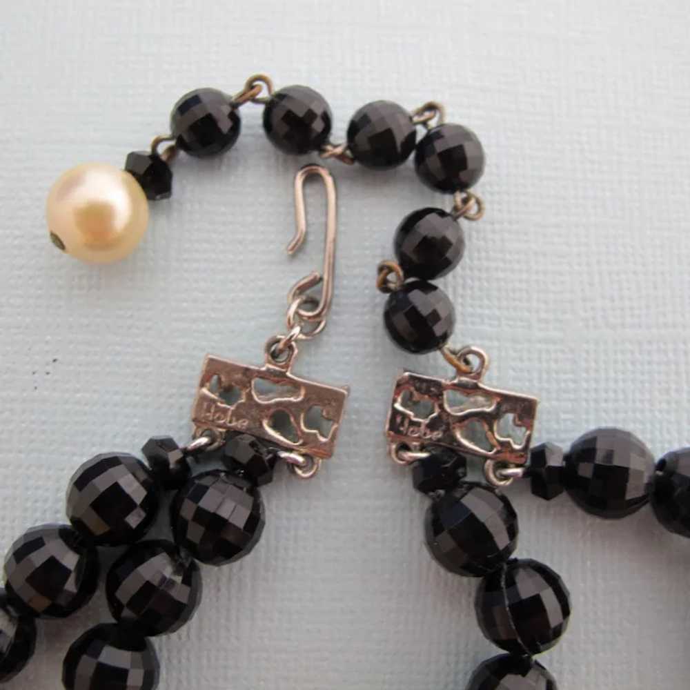 Vintage Hobe Black Bead and Faux Pearl Necklace a… - image 7