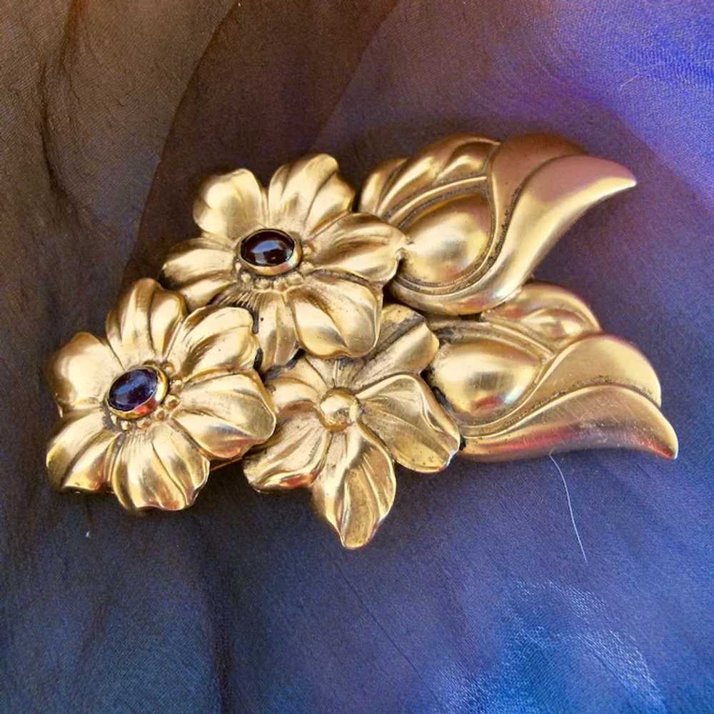 Coral Lapis Lazuli Pearl Diamond 18k Yellow Gold Flowers Brooch Pin - Ruby  Lane