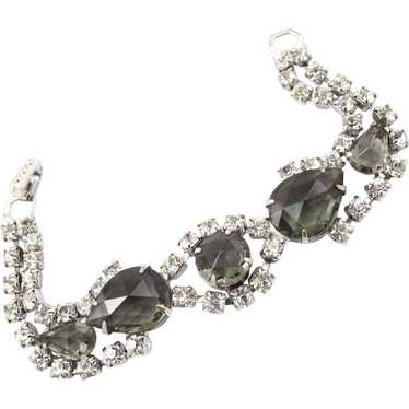 Vintage "Black Diamond" Teardrop Rhinestone Brace… - image 1