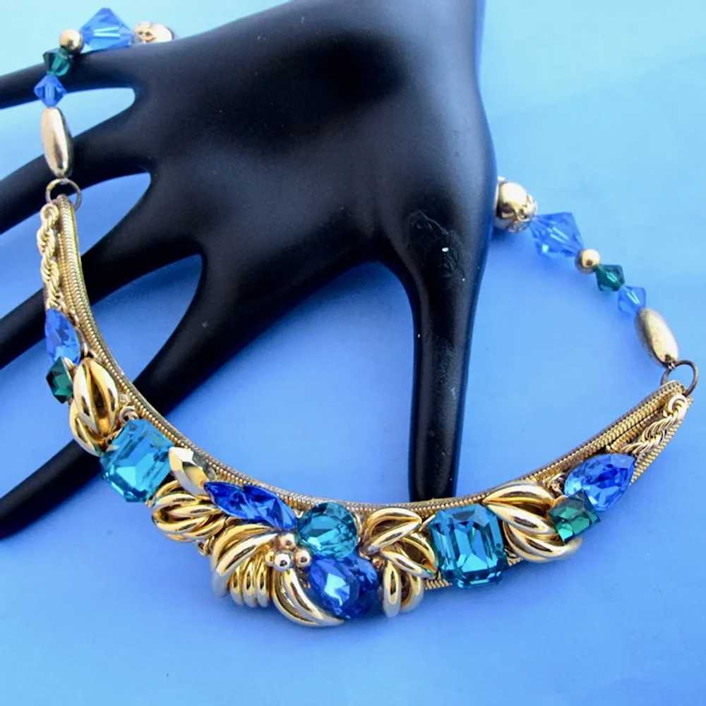 Vintage Wendy Gell Vivid Blue & Green Faceted Cry… - image 6