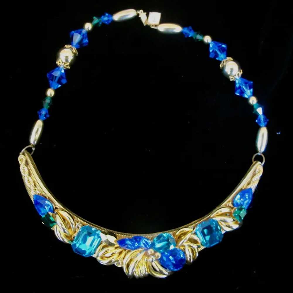 Vintage Wendy Gell Vivid Blue & Green Faceted Cry… - image 7