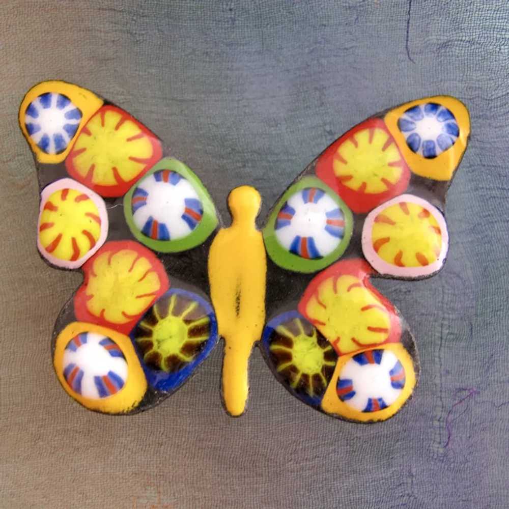 Vintage Millefiori Butterfly Brooch - image 10