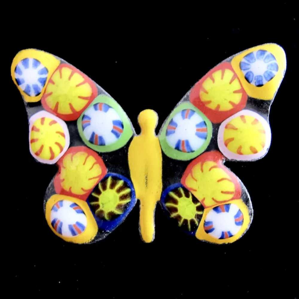 Vintage Millefiori Butterfly Brooch - image 4