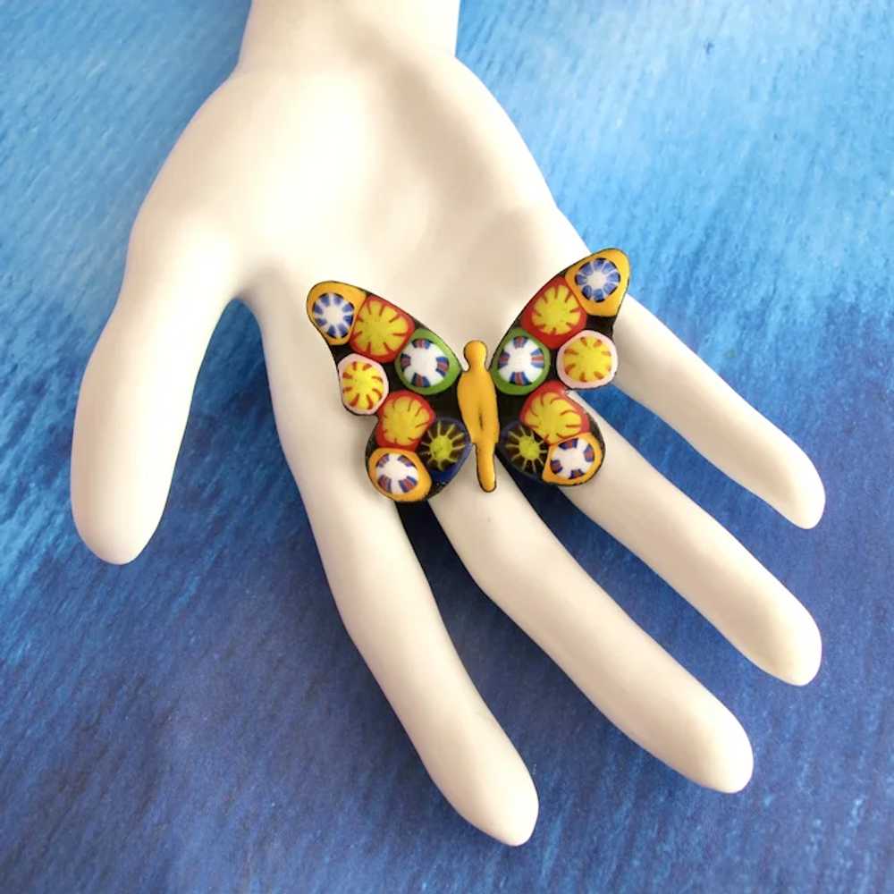 Vintage Millefiori Butterfly Brooch - image 8