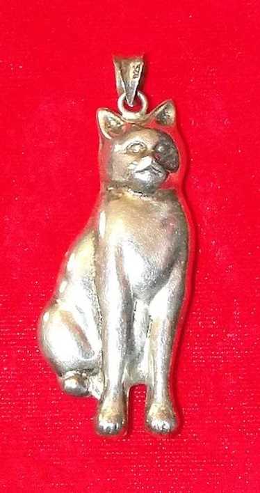 Vintage Sterling Silver Kitty Cat Pendant