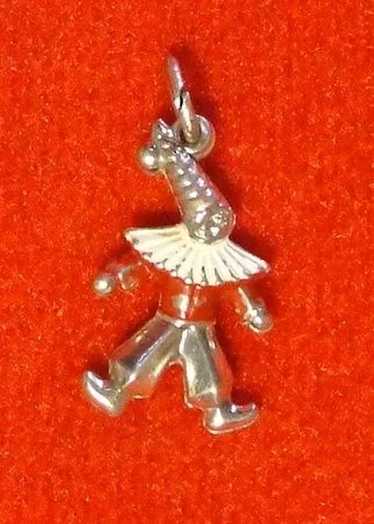 Vintage Sterling Silver and Enamel Clown Charm wit