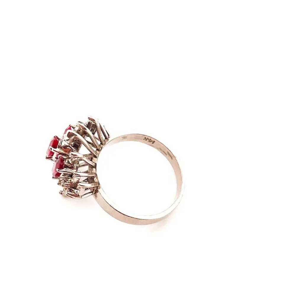 1970s Ruby Diamond Cluster Ring 14K  White Gold M… - image 10