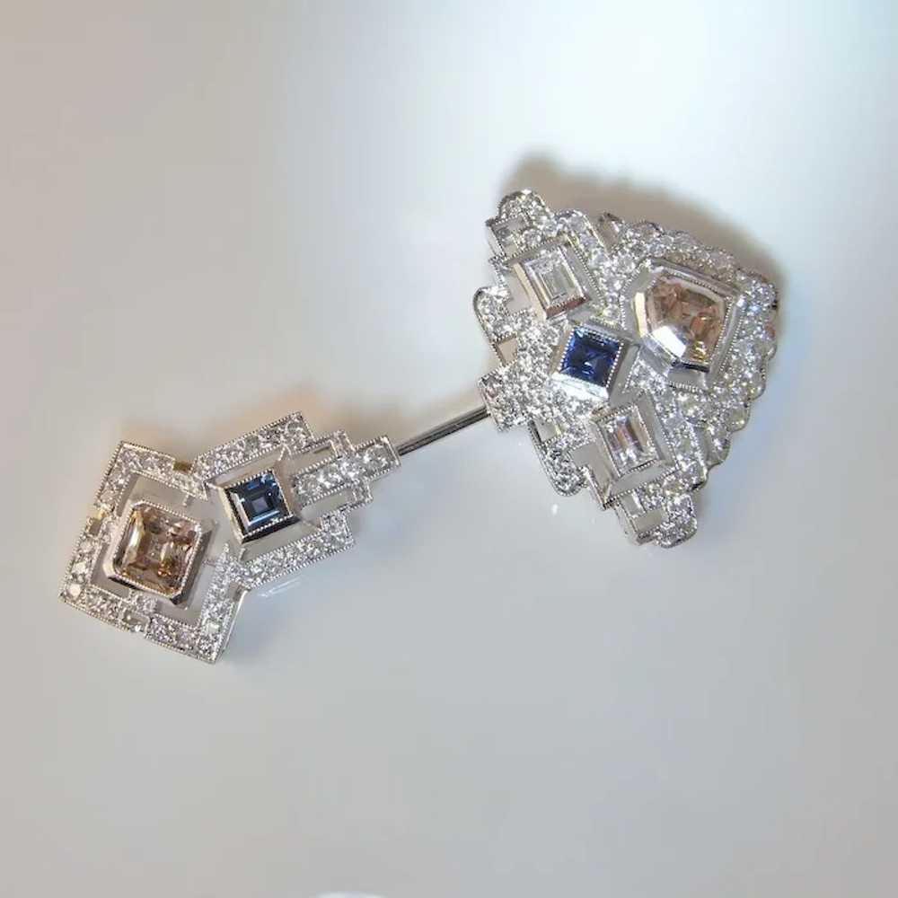 Art Deco Color Diamond Brooch 7.12 tcw Fancy Diam… - image 2