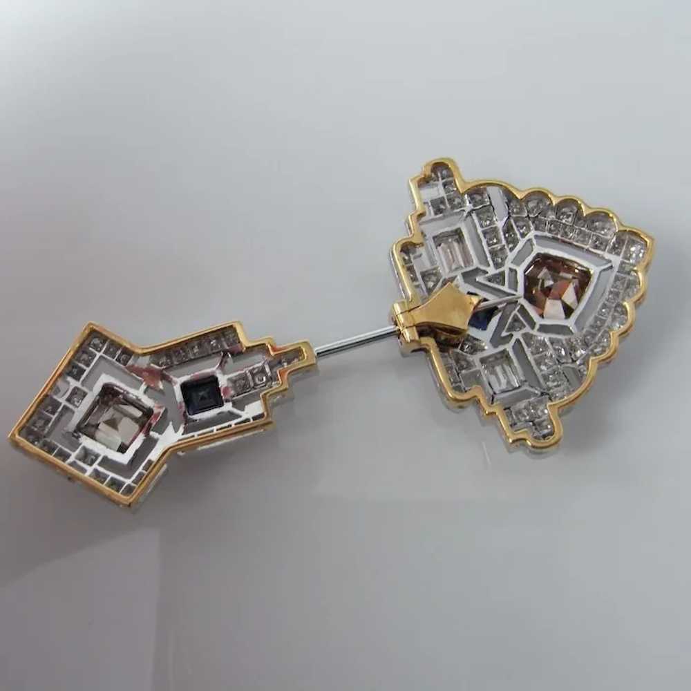 Art Deco Color Diamond Brooch 7.12 tcw Fancy Diam… - image 4