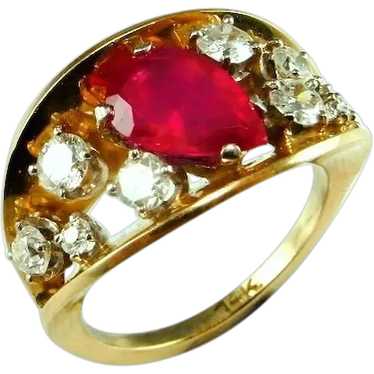 LARGE No Heat Burmese Natural Red Ruby Ring Unhea… - image 1