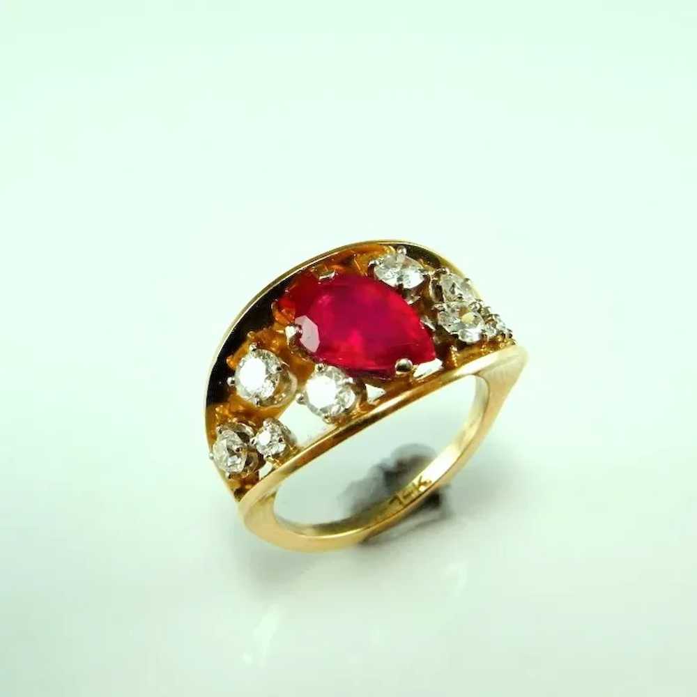 LARGE No Heat Burmese Natural Red Ruby Ring Unhea… - image 2