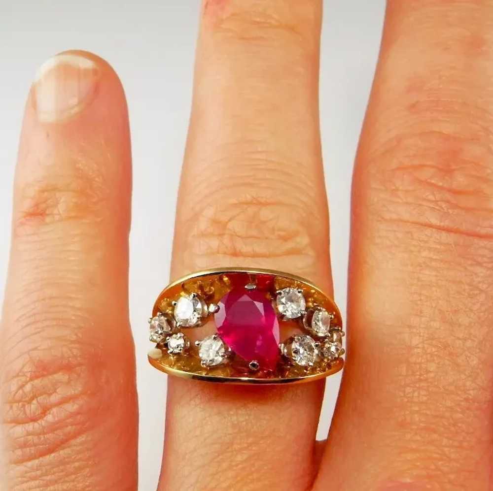 LARGE No Heat Burmese Natural Red Ruby Ring Unhea… - image 3