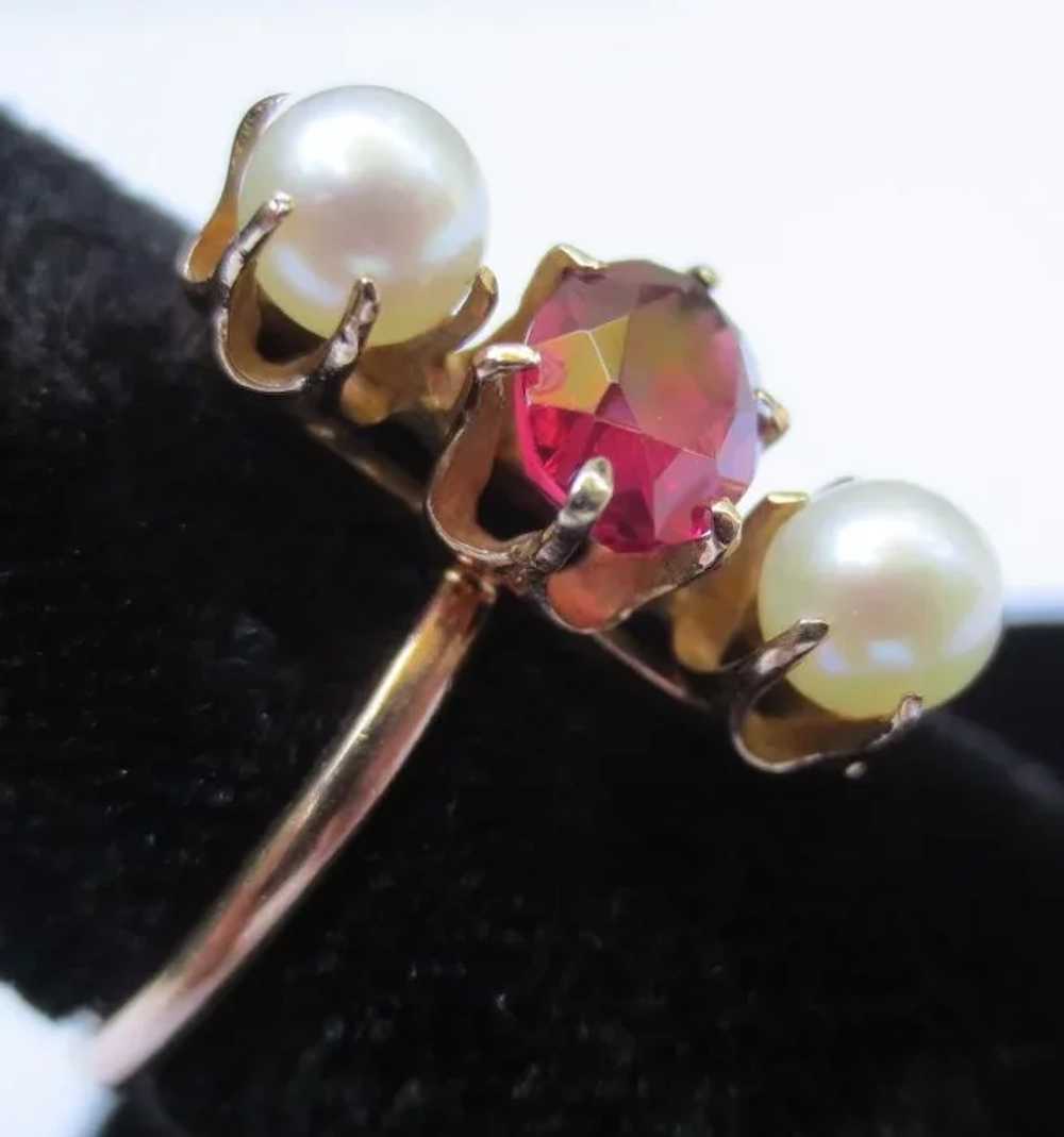 14k Rose Gold Victorian Garnet & Pearl Ring - image 9