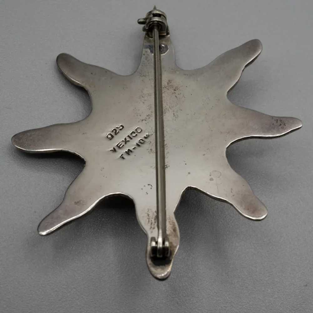 Mexican 925 Sterling Silver Sun Brooch - image 5