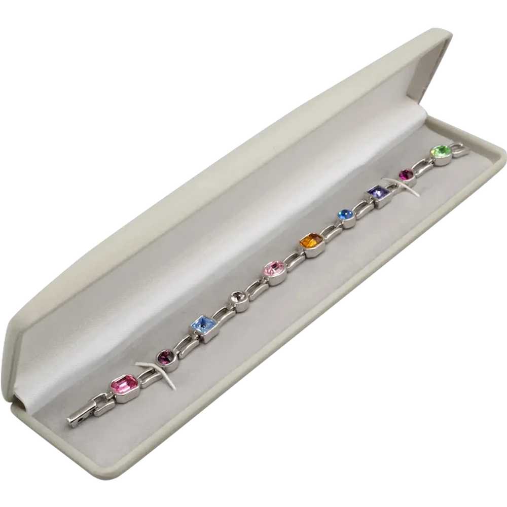 Nolan Miller Elegant Silvertone Multicolor Crysta… - image 1