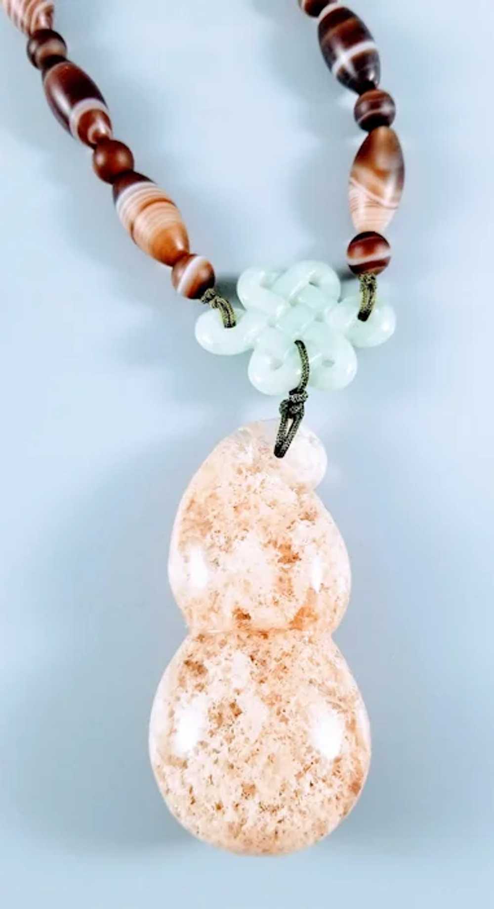 14K Lodolite Wulu Pendant with Agate, Jadeite Bea… - image 4