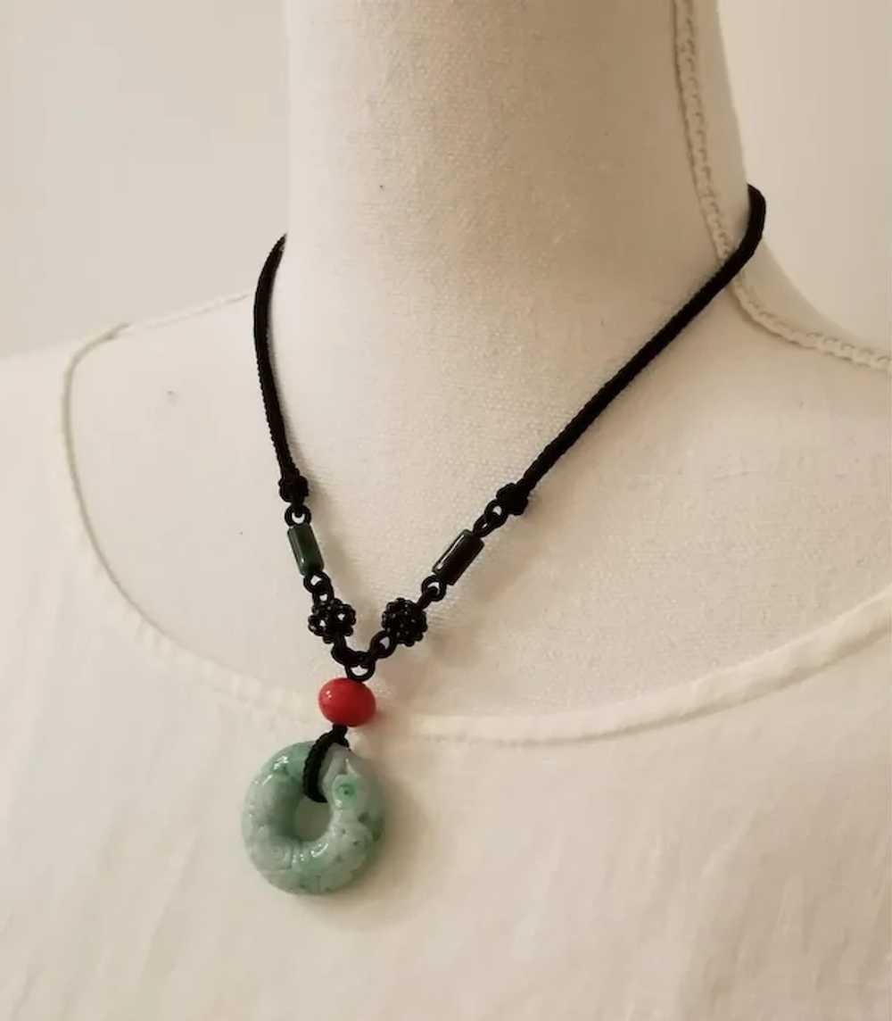 Carved Jadeite Donut Pendant / Necklace - image 5