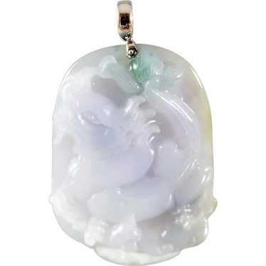 Carved AAA Lavender Jadeite Pendant, Mystical Dra… - image 1