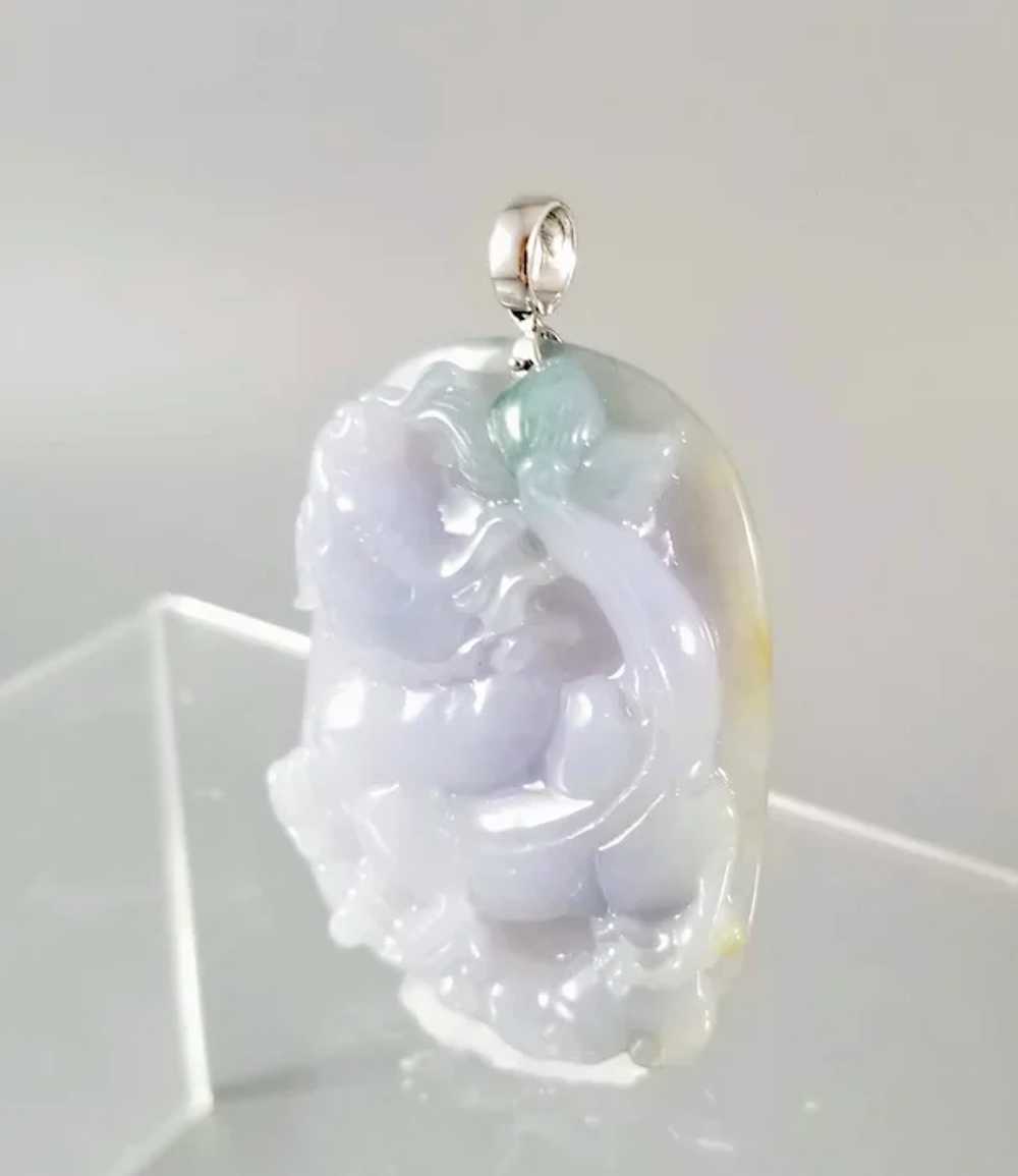 Carved AAA Lavender Jadeite Pendant, Mystical Dra… - image 2