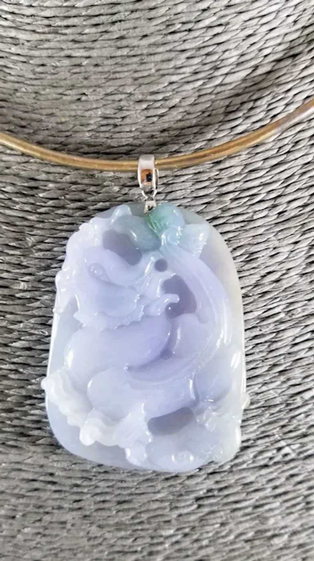 Carved AAA Lavender Jadeite Pendant, Mystical Dra… - image 4