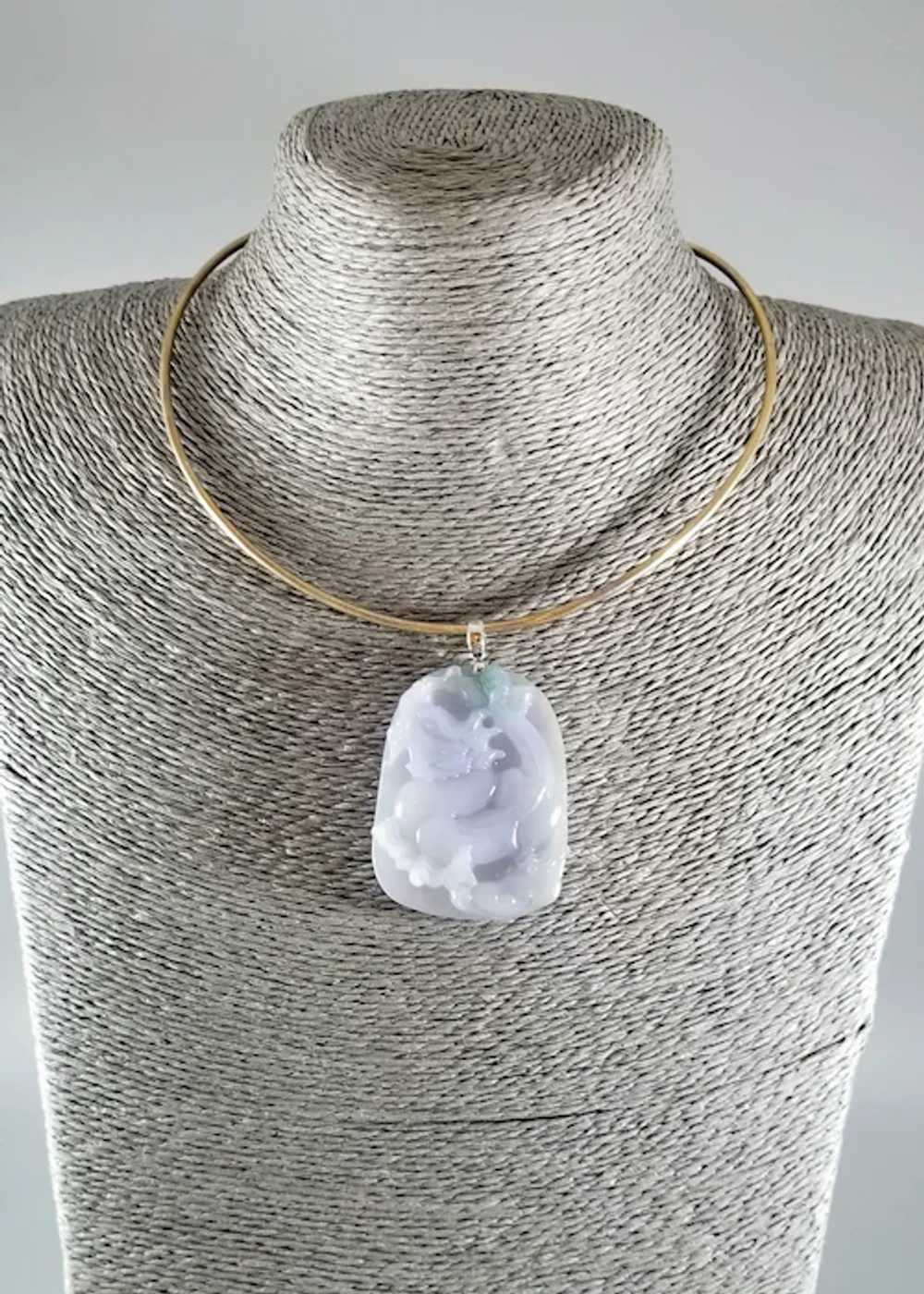 Carved AAA Lavender Jadeite Pendant, Mystical Dra… - image 5