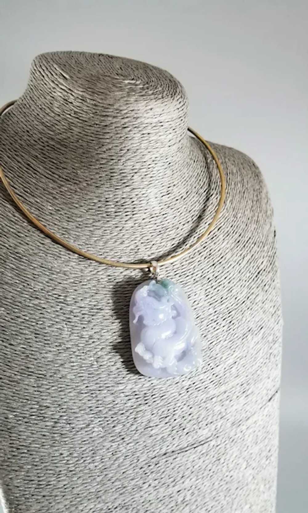 Carved AAA Lavender Jadeite Pendant, Mystical Dra… - image 6