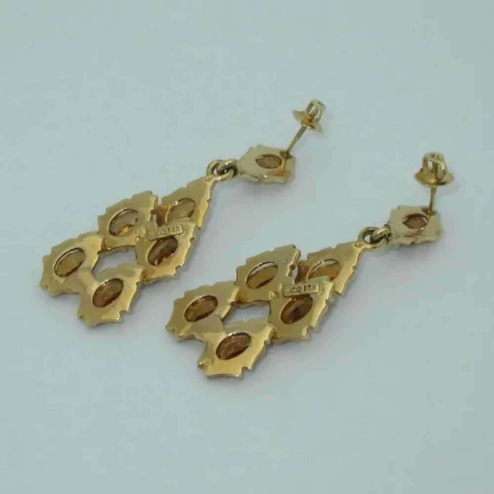 Natural Gold Zircon Designer 14K Chandelier Earri… - image 3