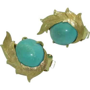 Fabulous Retro 14K Turquoise Earrings - image 1