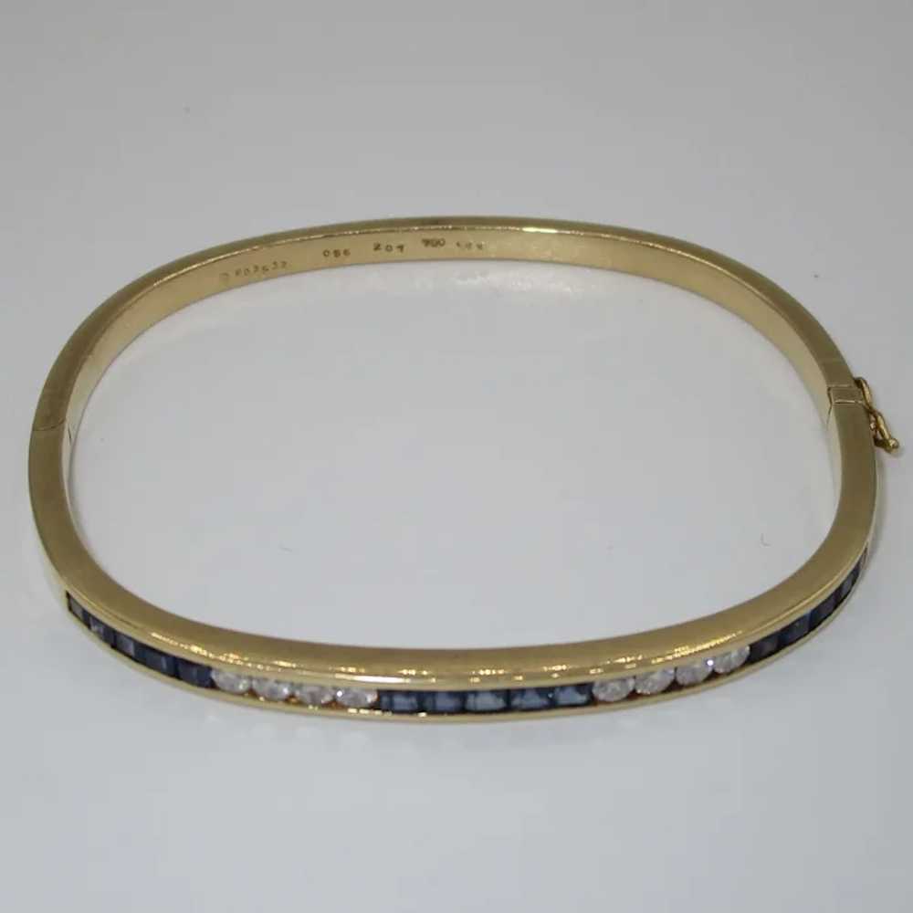 Vintage 18K Diamond Sapphire Oscar Heyman Bangle … - image 2