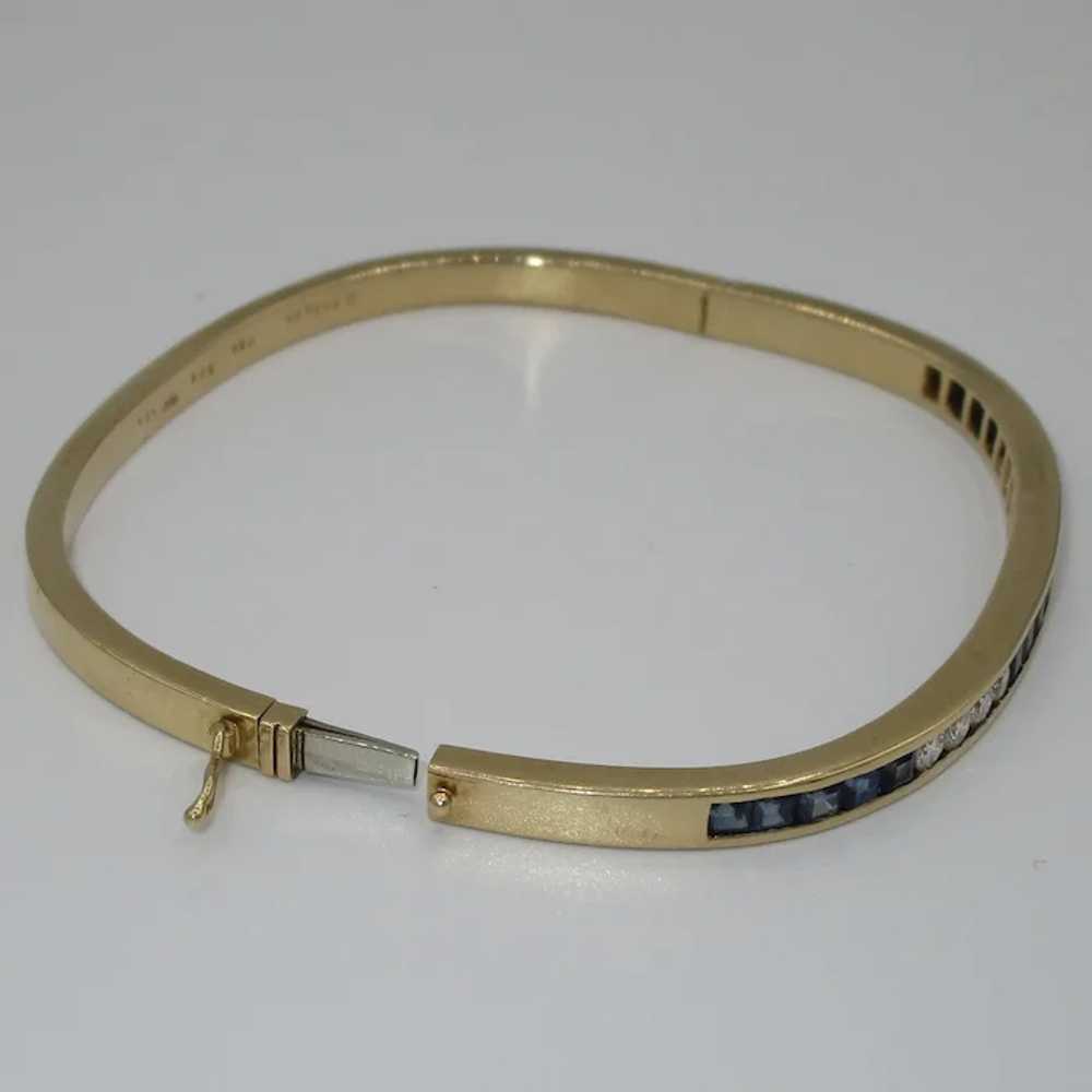 Vintage 18K Diamond Sapphire Oscar Heyman Bangle … - image 3