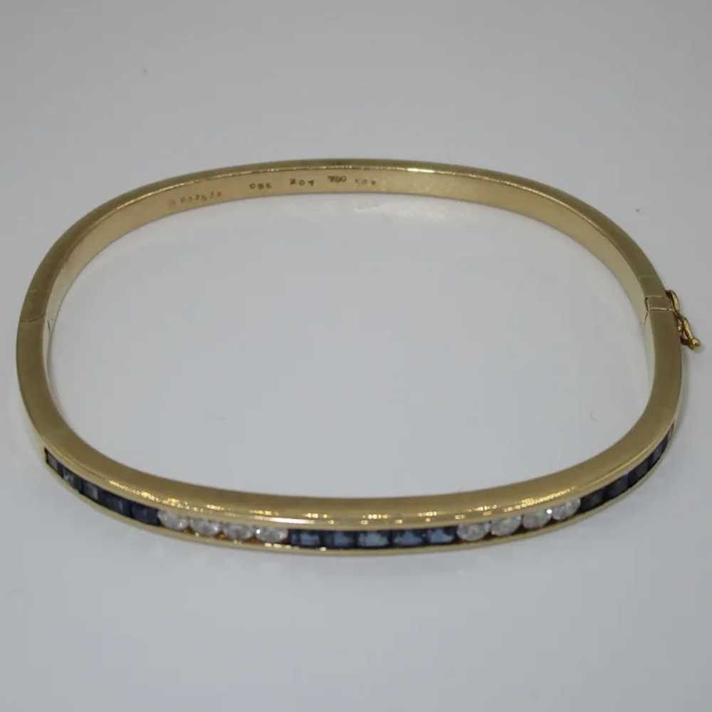 Vintage 18K Diamond Sapphire Oscar Heyman Bangle … - image 4