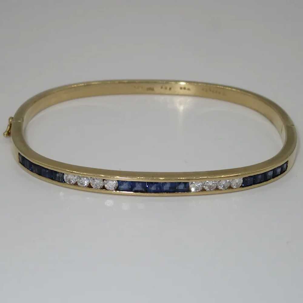 Vintage 18K Diamond Sapphire Oscar Heyman Bangle … - image 5