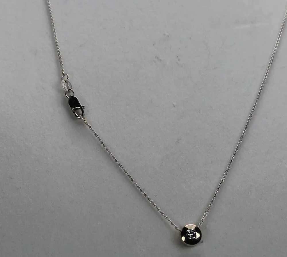 Bezel Set Diamond Pendant and Chain, 14Kt WG with… - image 5