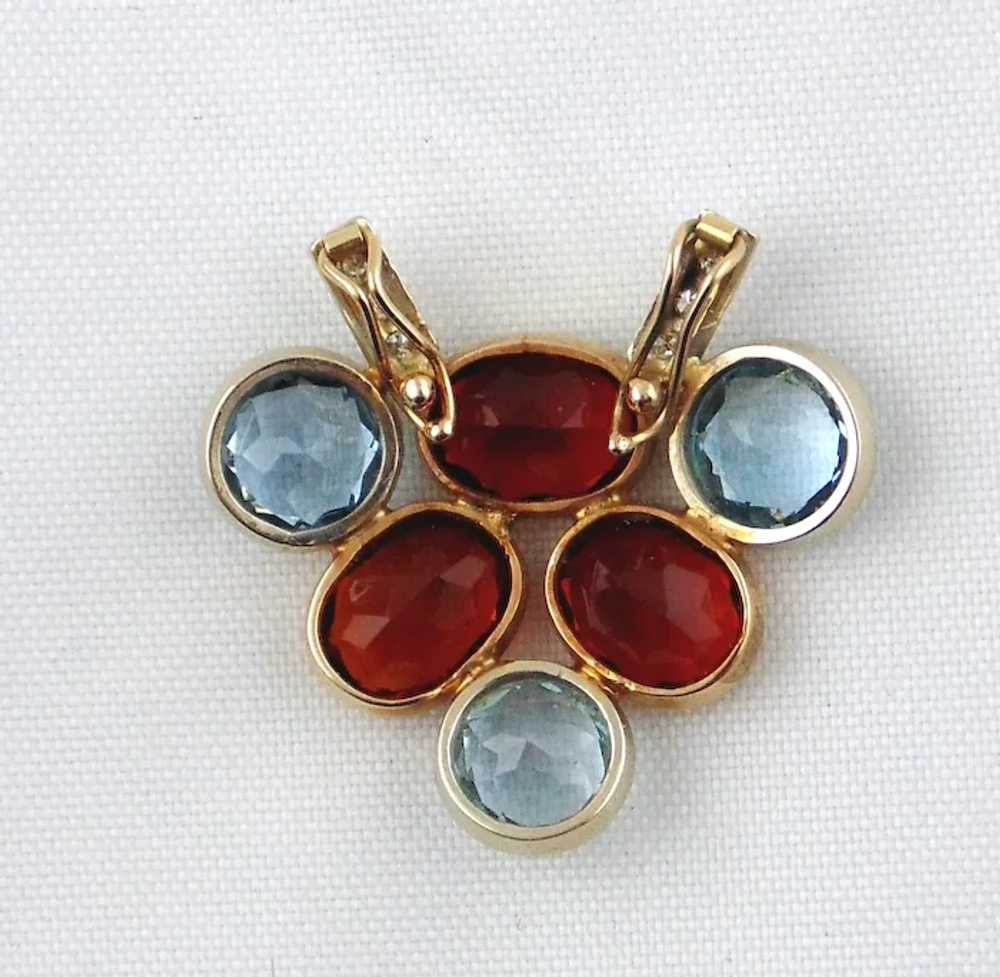 14K Two-tone Gold Pendant w/ Aquamarine, Citrine … - image 2