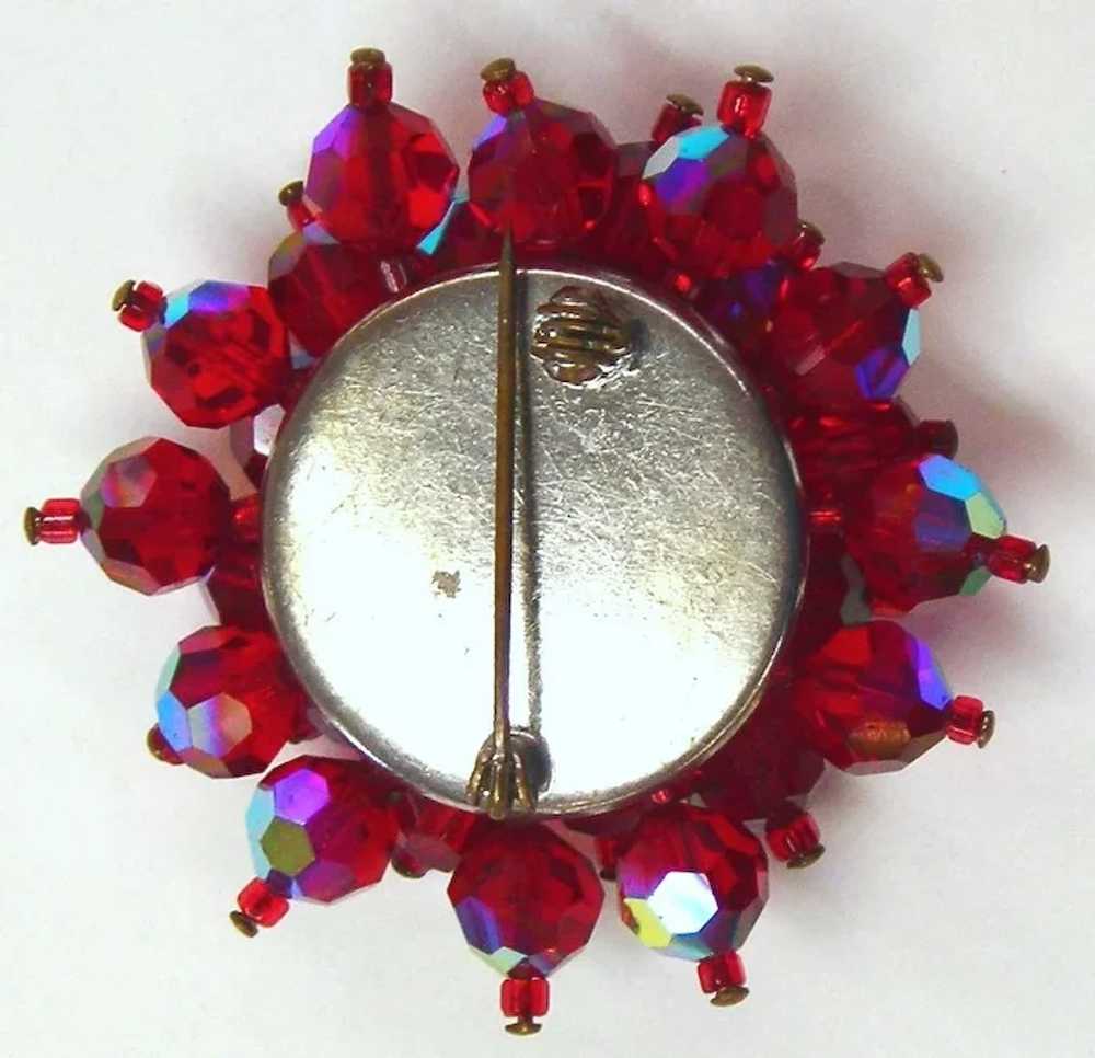 Red Crystal Flower Pin / Brooch - image 2