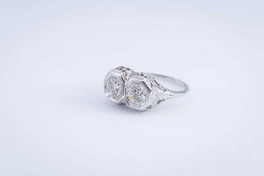 Edwardian Filigree Diamond Ring set in 14 Karat G… - image 2