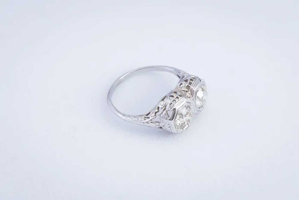 Edwardian Filigree Diamond Ring set in 14 Karat G… - image 3