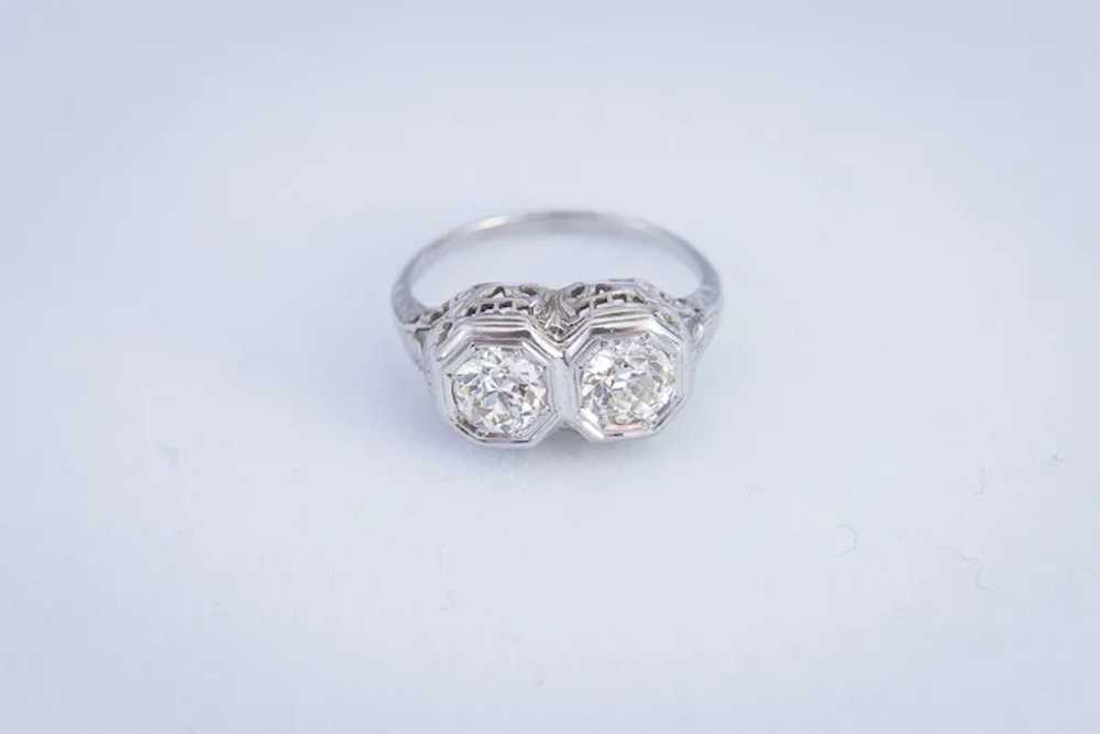 Edwardian Filigree Diamond Ring set in 14 Karat G… - image 4