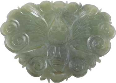 Antique Carved Chinese Natural Jade Butterfly Pen… - image 1
