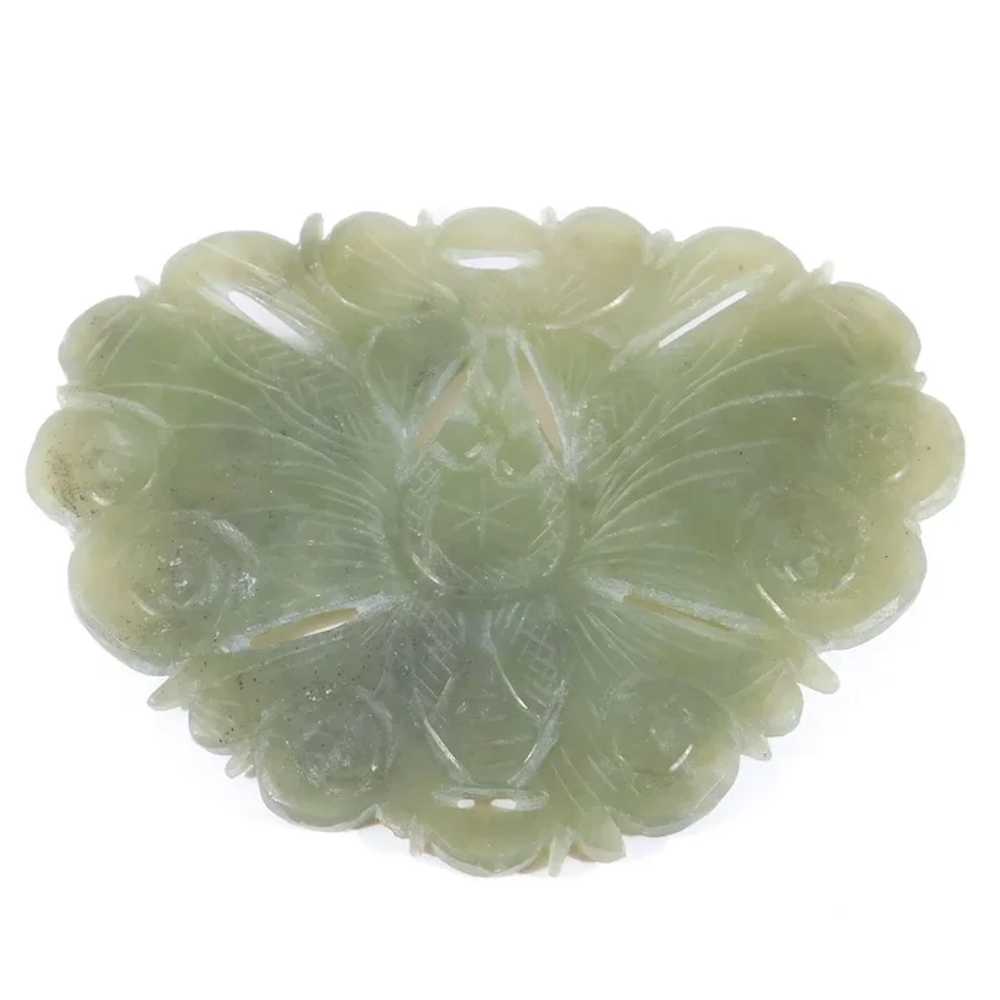 Antique Carved Chinese Natural Jade Butterfly Pen… - image 3