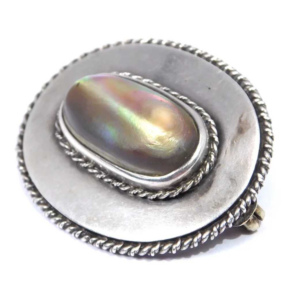 Arts And Crafts Era Sterling Silver Abalone Brooch - image 3