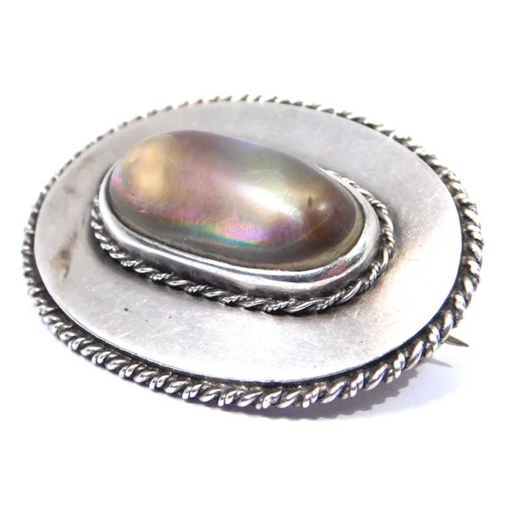 Arts And Crafts Era Sterling Silver Abalone Brooch - image 4