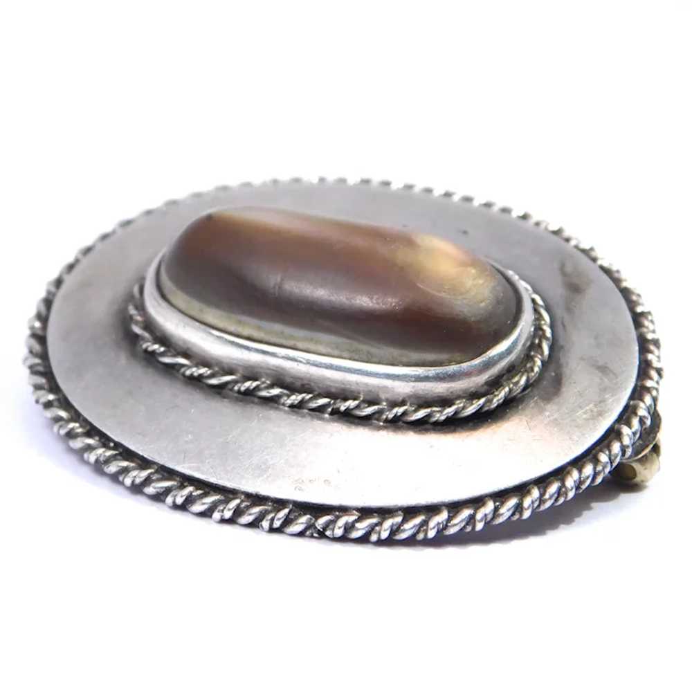 Arts And Crafts Era Sterling Silver Abalone Brooch - image 5