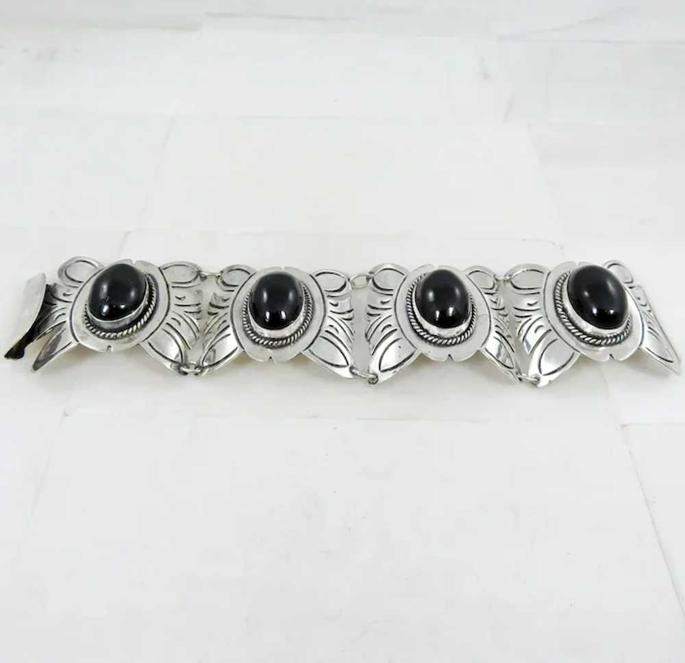 Mexican – Sterling and Black Onyx Bracelet – C. 1… - image 2