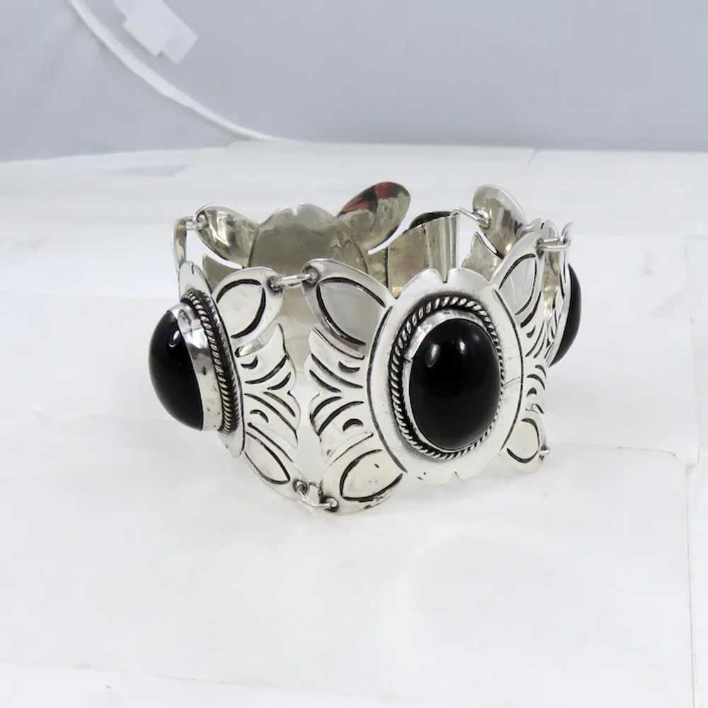 Mexican – Sterling and Black Onyx Bracelet – C. 1… - image 5