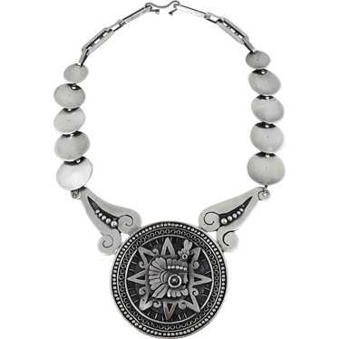 Taxco/Mexico Sterling Silver Aztec Calendar Neckla