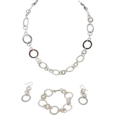 Sterling Silver Italian Necklace, Bracelet& Earri… - image 1