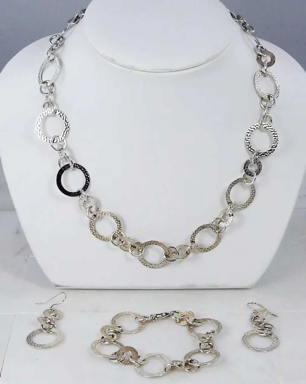 Sterling Silver Italian Necklace, Bracelet& Earri… - image 2